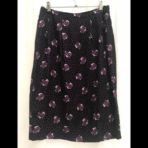 Donna Ricco Silk Purple Floral Pencil Skirt
